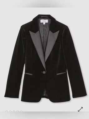 Reiss Women’s Myrtle Velvet Single Breasted Suit Blazer In Black Size 10 NWOT